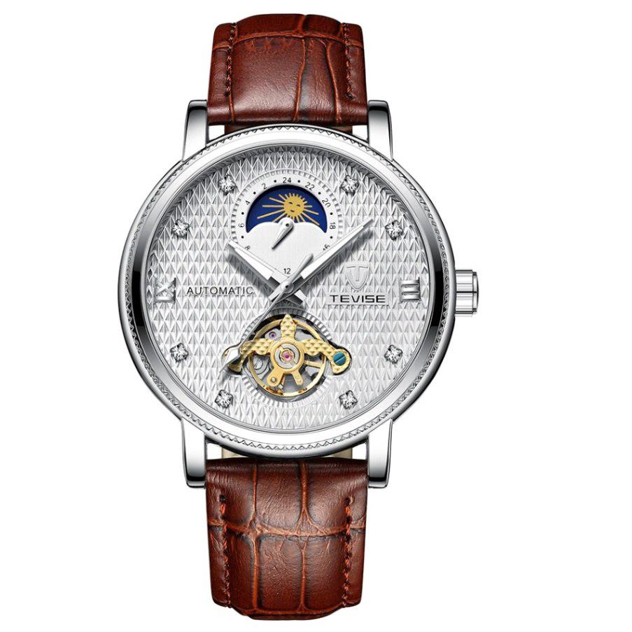 TEVISE T612 Luminous Automatic Mechanical Watches with Leather Strap