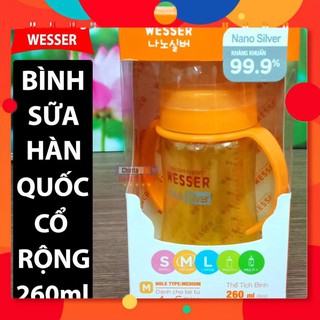 Bình Sữa WESSER Hàn Quốc Cổ Rộng 260ML Cao Cấp