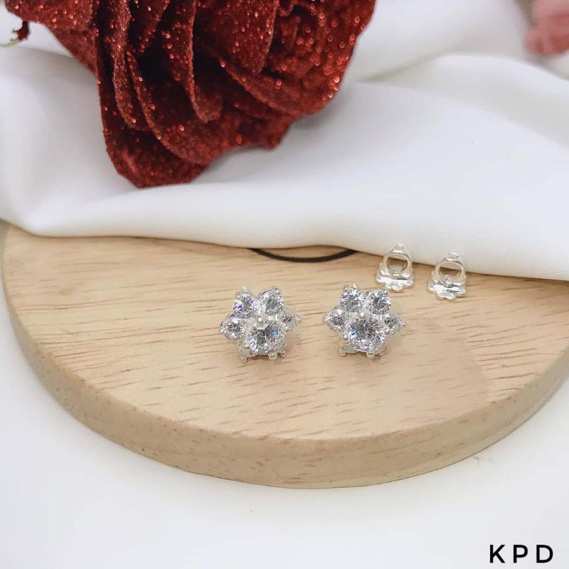 Bông tai bạc chốt xoắn ren