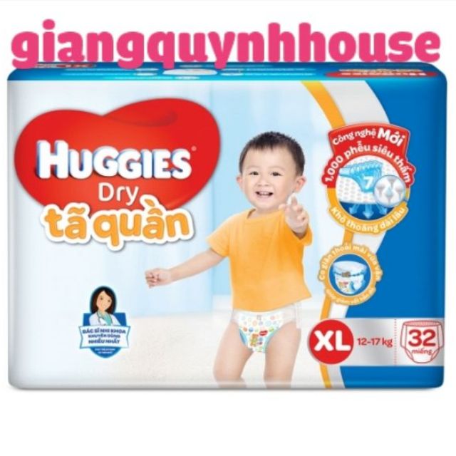 Tã quần Huggies Dry size M40/L36/XL32/XXL28