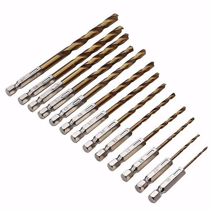 Bộ 13 mũi khoan xoắn chuôi lục giác 6.35 từ 1.5-6.5mm