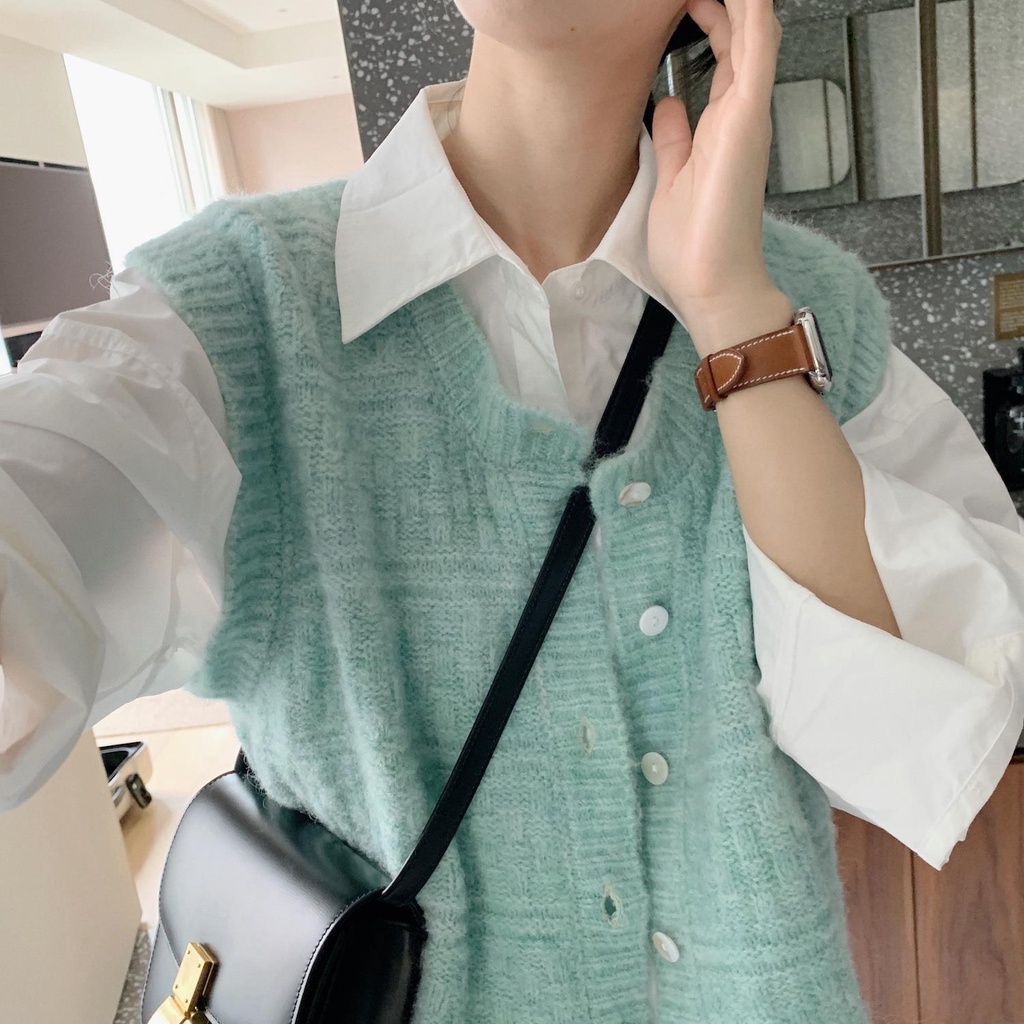 Áo khoác cardigan dệt kim dáng rộng thiết kế đơn giản thời trang