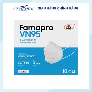 [HỘP-10 CÁI-MÀU TRẮNG] Khẩu trang y tế kháng khuẩn 4 lớp Famapro VN95