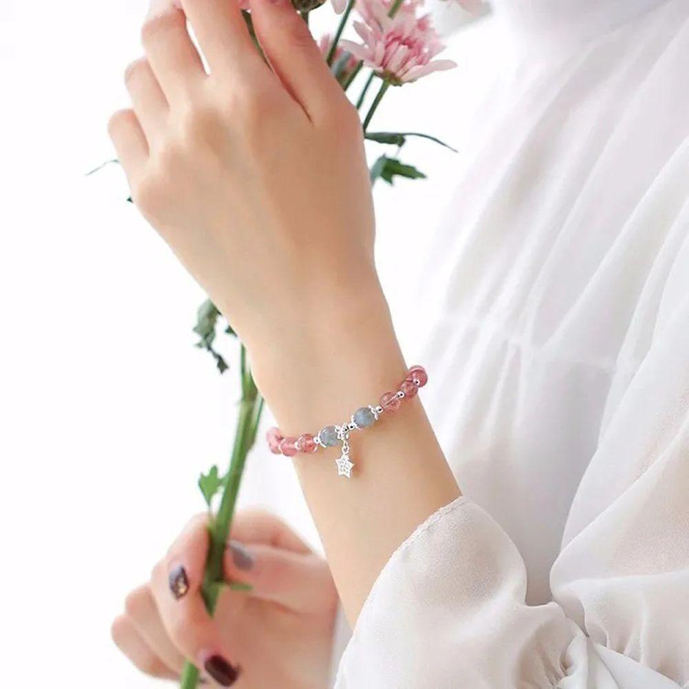 Quả Dâu Tây Bằng Nhựa Pvc Chất Lượng Cao|Vòng Tay Chuỗi Hạt May Mắn Hình Ngôi Sao Có Thể Điều Chỉnh Kích Cỡ Dành Cho Nữ