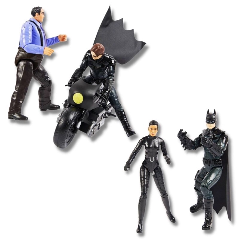 Bộ xe Batcycle dài 36cm và 4 nhân vật Batman, Bruce Wayne, Selina Kyle và The Penguin cao 30cm