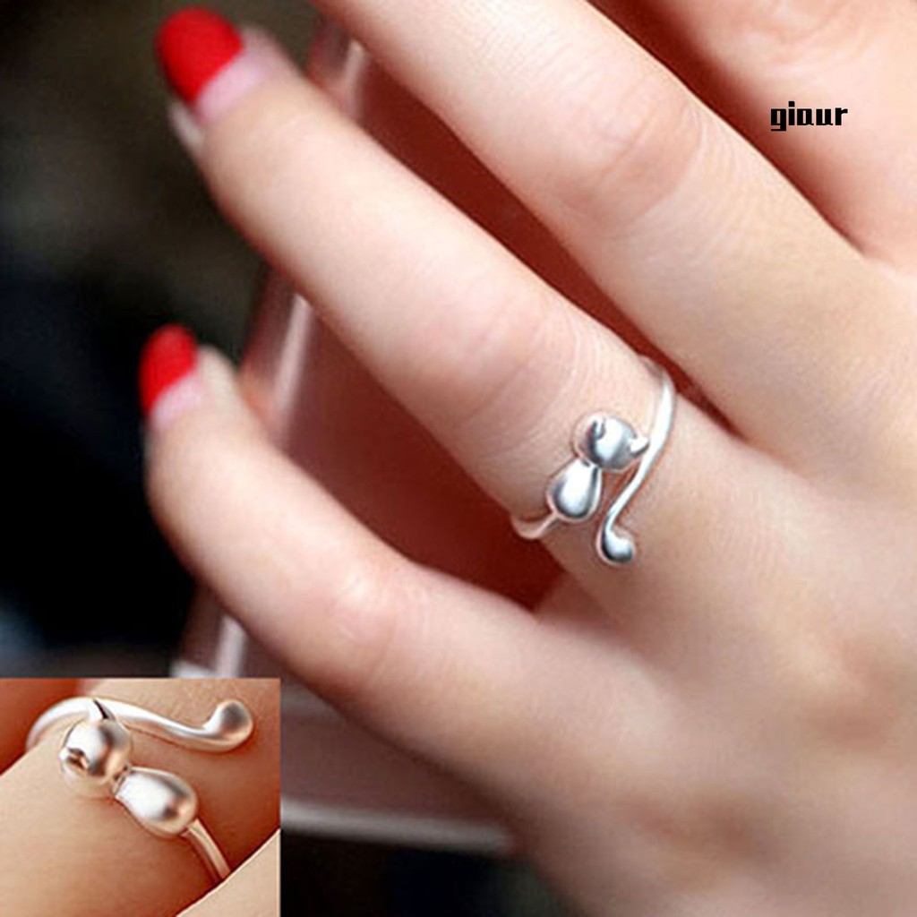 Nhẫn Hở Hình Mèo Dễ Thương Dùng Làm Quà Tặng Cho Bạn Gái