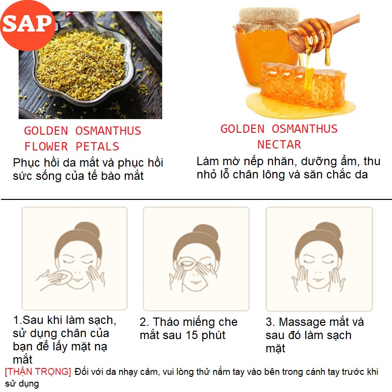 Hộp 40 Mặt Nạ Mắt  MANGO GOLDEN OSMANTHUS BRIGHT AND NOURISHING EYE MASK RTOPR Chiết Xuất Từ Xoài Và Vàng