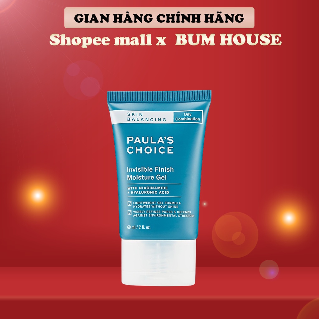 Gel dưỡng ẩm ban đêm cho da mềm mịn Paula’s Choice Skin Balancing Invisible Finish Moisture Gel 60ml