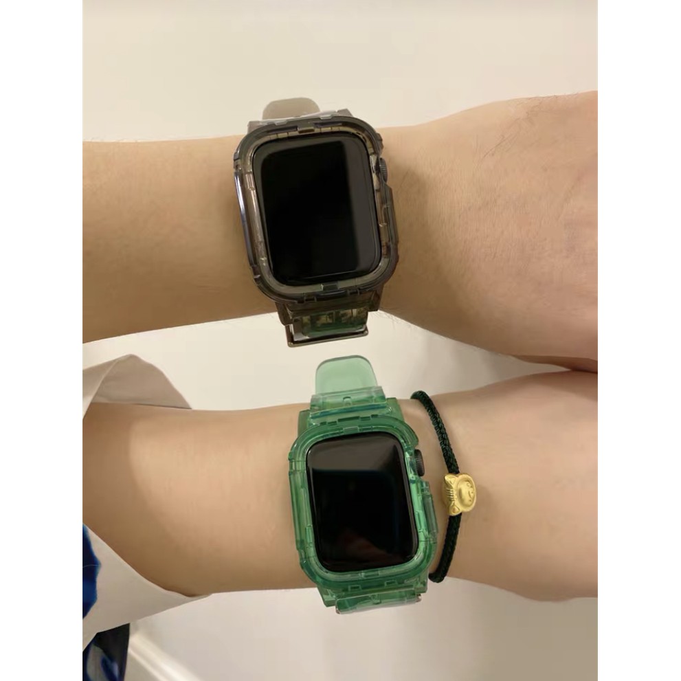 Dây đeo thay thế bằng silicon trong suốt cho đồng hồ Apple Watch SE 6 5 4 3 38 mm 40mm 42 mm 44mm
