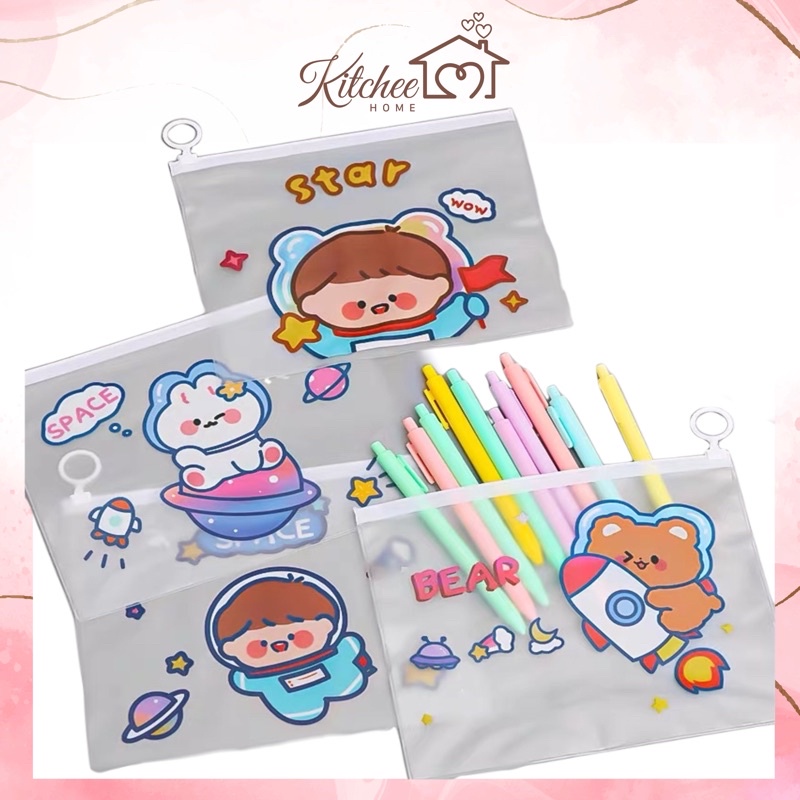 Túi đựng bút, túi đựng đồ trang điểm tiện dụng hoạ tiết dễ thương