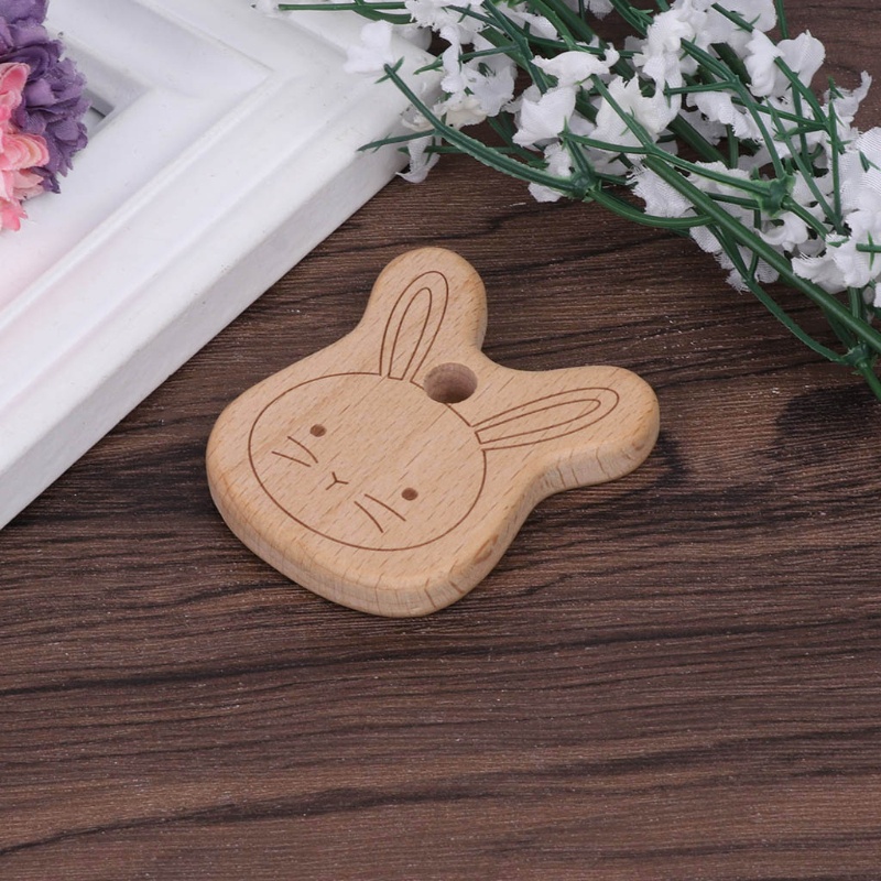 Đồ Chơi Gặm Nướu Hình Thỏ Bằng Gỗ Sồi Tự Nhiên DIY Dành Cho Trẻ Em