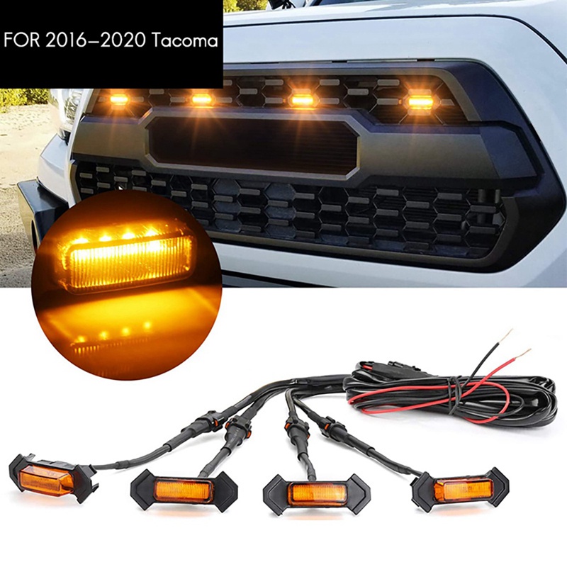 Set 4 Đèn LED Gắn Lưới Tản Nhiệt Phía Trước Cho Toyota Tacoma TRD 2016-2020