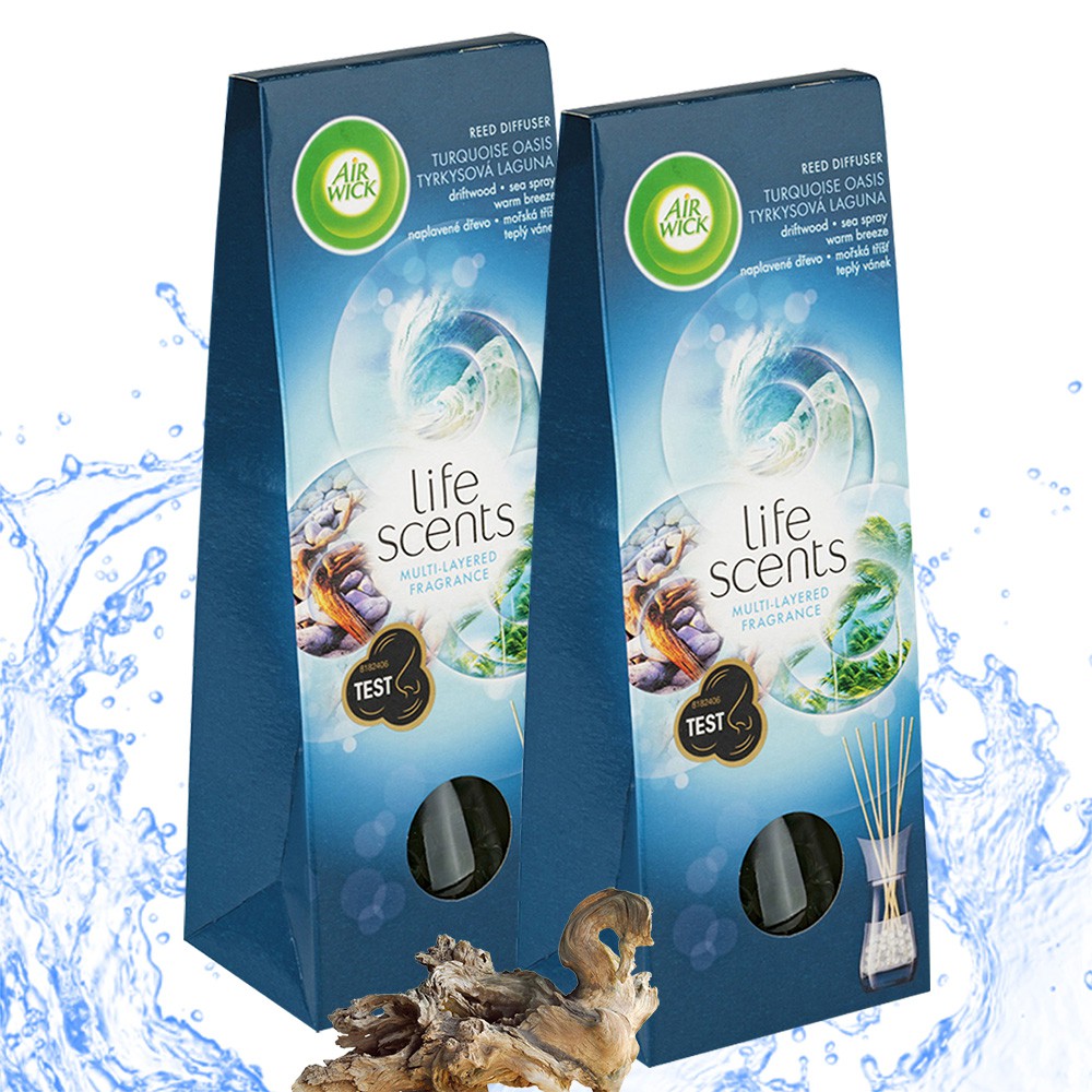 Combo 2 bộ khuếch tán tinh dầu que mây Air Wick Turquoise Oasis 30ml - hương gió biển