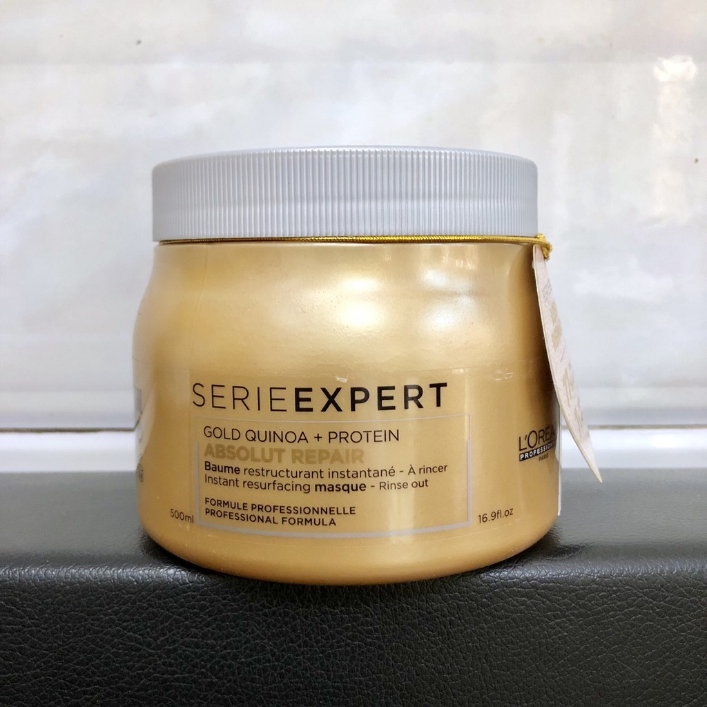 Hấp dầu phục hồi tóc Diêm mạch Gold Quinoa Loreal Absolut repair 500ml (SPAIN)