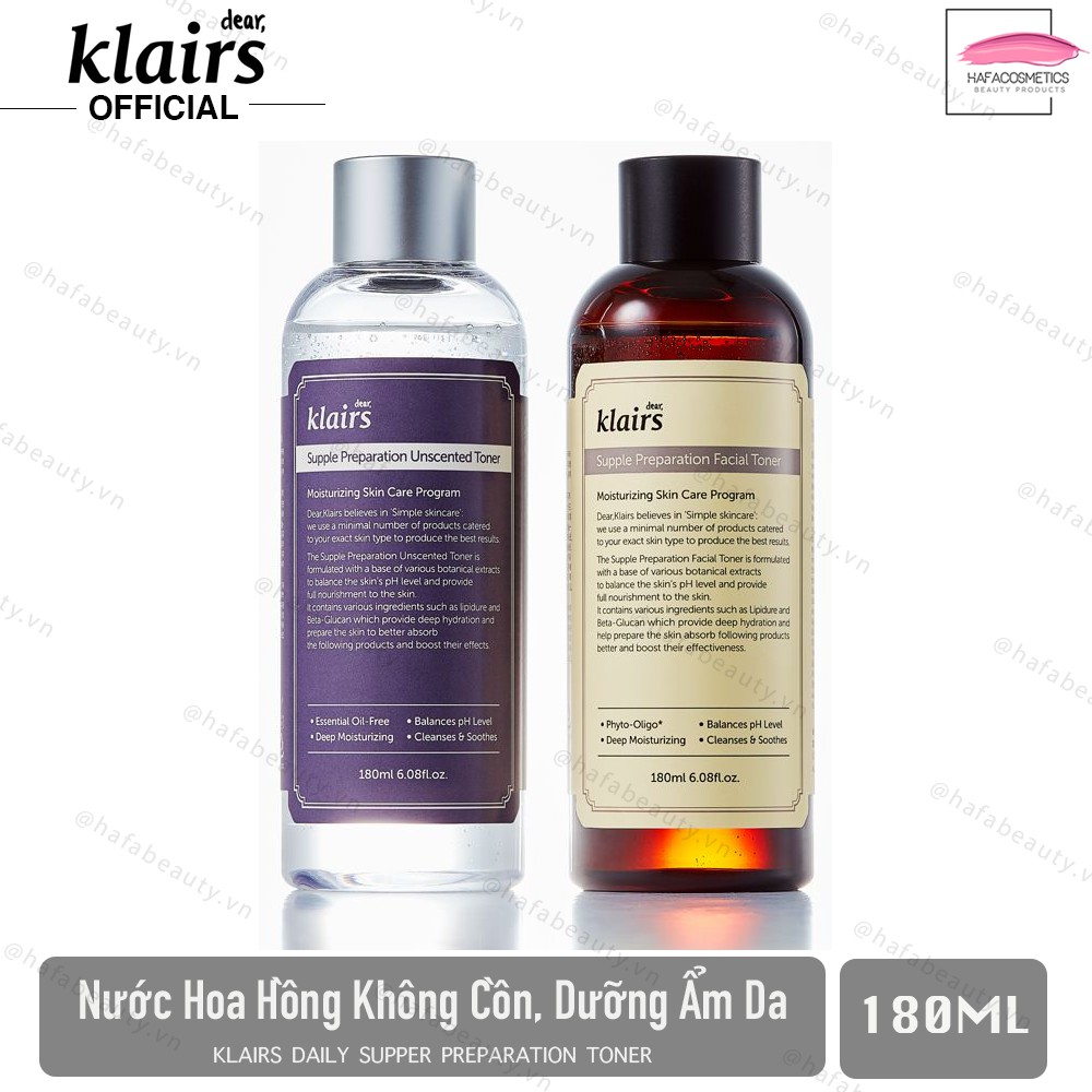 Nước Hoa Hồng Diụ Nhẹ Cho Da Nhạy Cảm Klairs Supple Preparation Toner 180ml _ Dear Klairs Chính Hãng