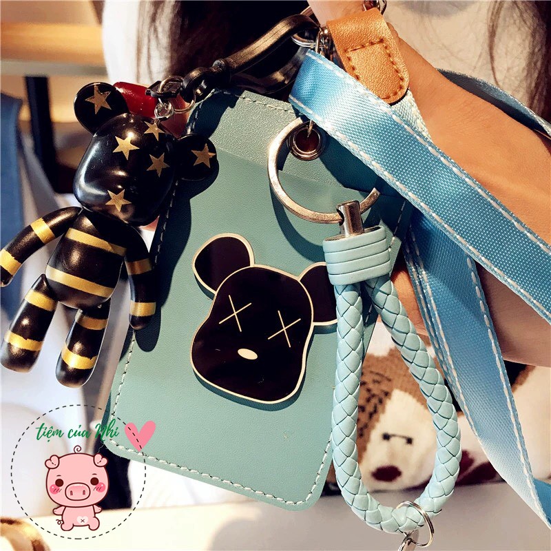 Thẻ đeo bảng tên sinh viên nhân viên bằng da PU cao cấp unicorn, gấu pooh, stitch, snoopy, bunny,totoro Tiệm Của Nhi TĐD