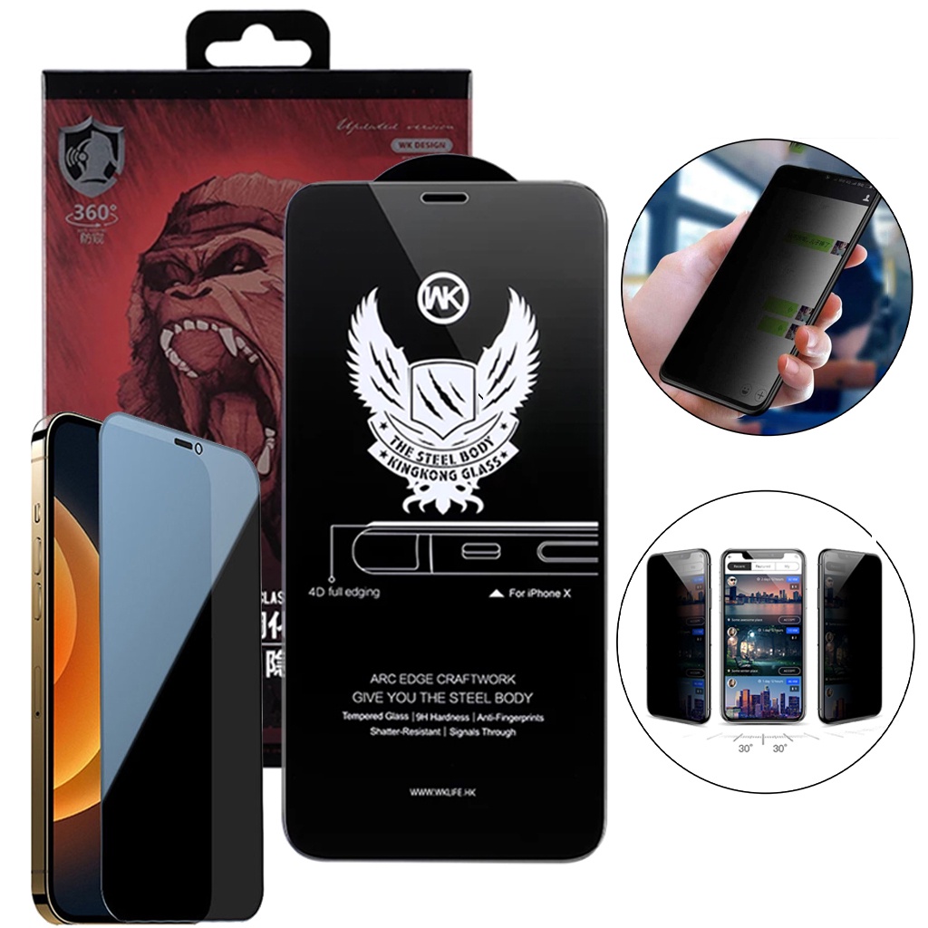 Kính cường lực chống nhìn trộm kingkong Iphone 14 Pro max 7 8 Plus X Xs max 11 Pro max 12 12 Pro max 13 Promax KHÔNG HỘP