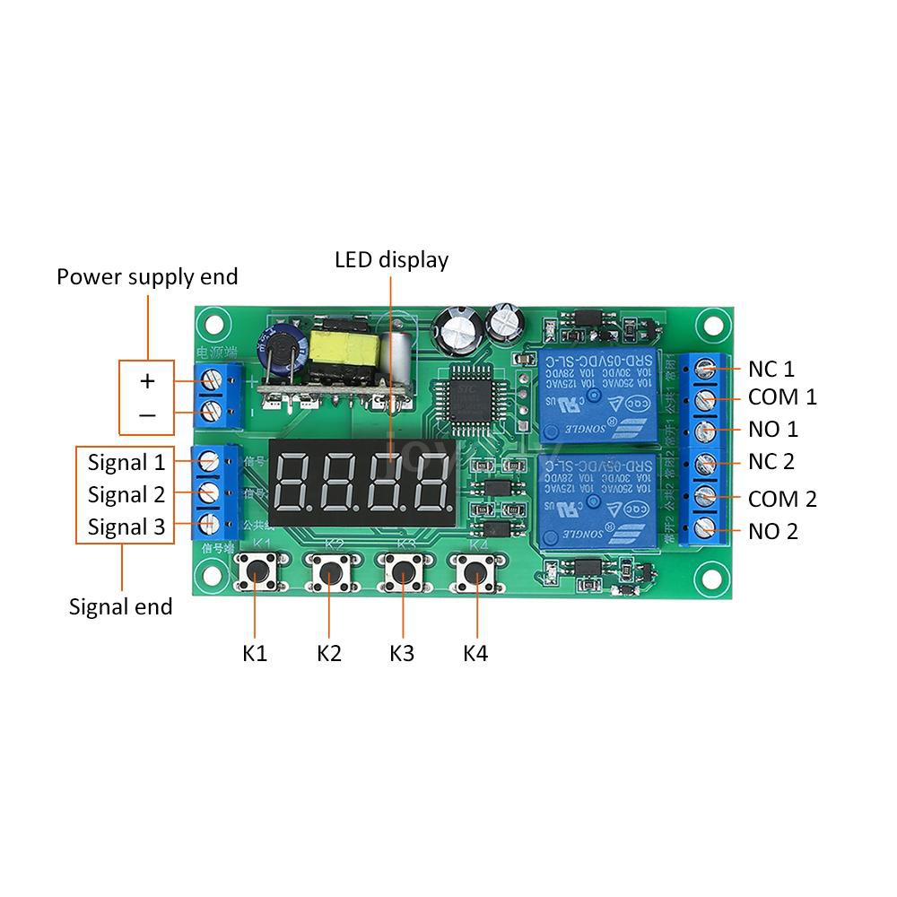 Mạch tạo trễ đóng ngắt rơ le theo chu kỳ 0.01s~999min 2 cổng AC 220V màn hình LED tiện dụng