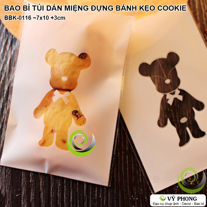 BAO BÌ TÚI NHỰA DÁN MIỆNG 7x10 +3CM ĐỰNG BÁNH KẸO HÌNH CHÚ GẤU NOUGAT COOKIE ĐÓNG GÓI LÀM QUÀ TẶNG BBK-0116