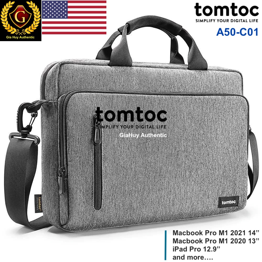 Túi xách TOMTOC A50-C01 BRIEFCASE PREMIUM dành cho Mac-Pro 14 inch 2021, iP.ad-Pro 12.9 inch, ULTRABOOK 13 inch