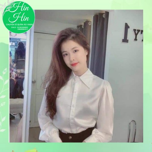 Áo sơ mi trắng # Áo Sơ mi lụa tay bồng siêu hot - hinhin