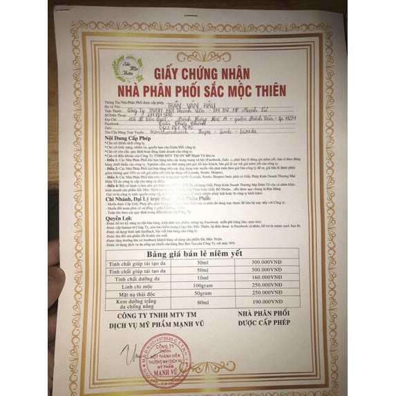 Cải Thiện Mụn, Thâm Nám, Tàn Nhang, Rỗ Tái Tạo Da Sắc Mộc Thiên hàng chuẩn bán Sỉ | BigBuy360 - bigbuy360.vn