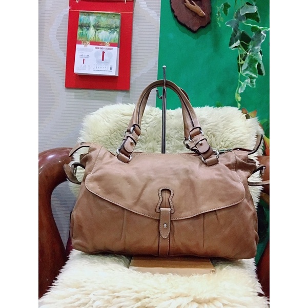 Túi da thật màu nâu