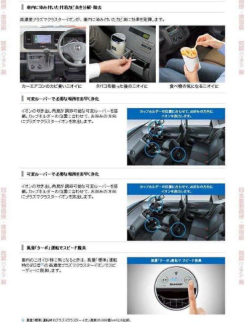Máy lọc không khí ô tô nội địa Nhật Sharp IG KC 15