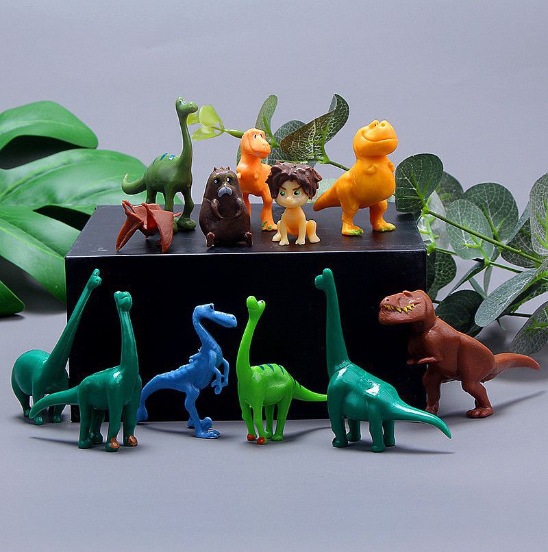 Bộ 12 mô hình nhân vật khủng long mini xinh xắn trang trí bánh