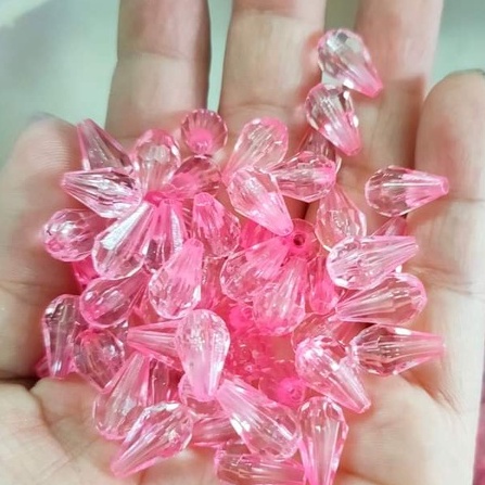 10/25/50gam hạt bẹt, cườm nhựa giọt nước 8x12mm màu hồng phấn