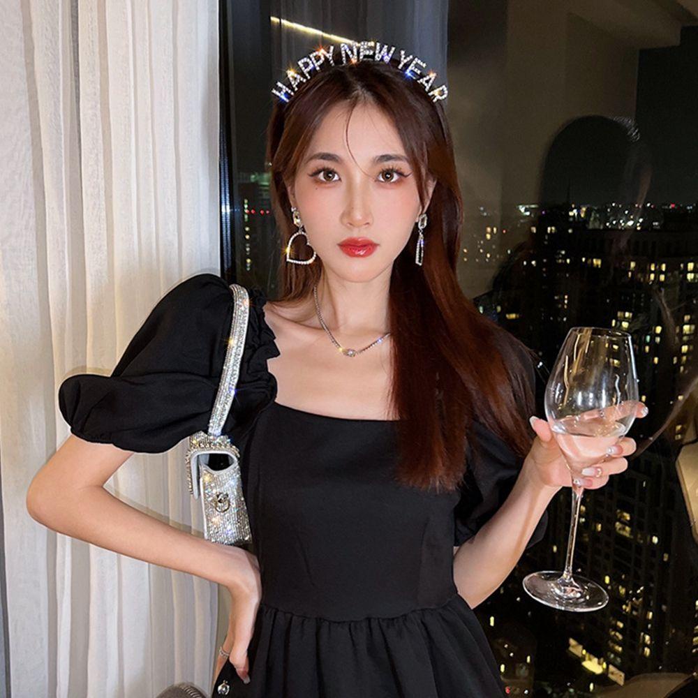 BACK2LIFE Sweet HAPPY NEW YEAR Headband Exquisite Female Jewelry|Crown Letter New Year Headdress New Year Gift New Year Dress Up Christmas Dree Up Alloy Korean Style Hair Hoop/Multicolor