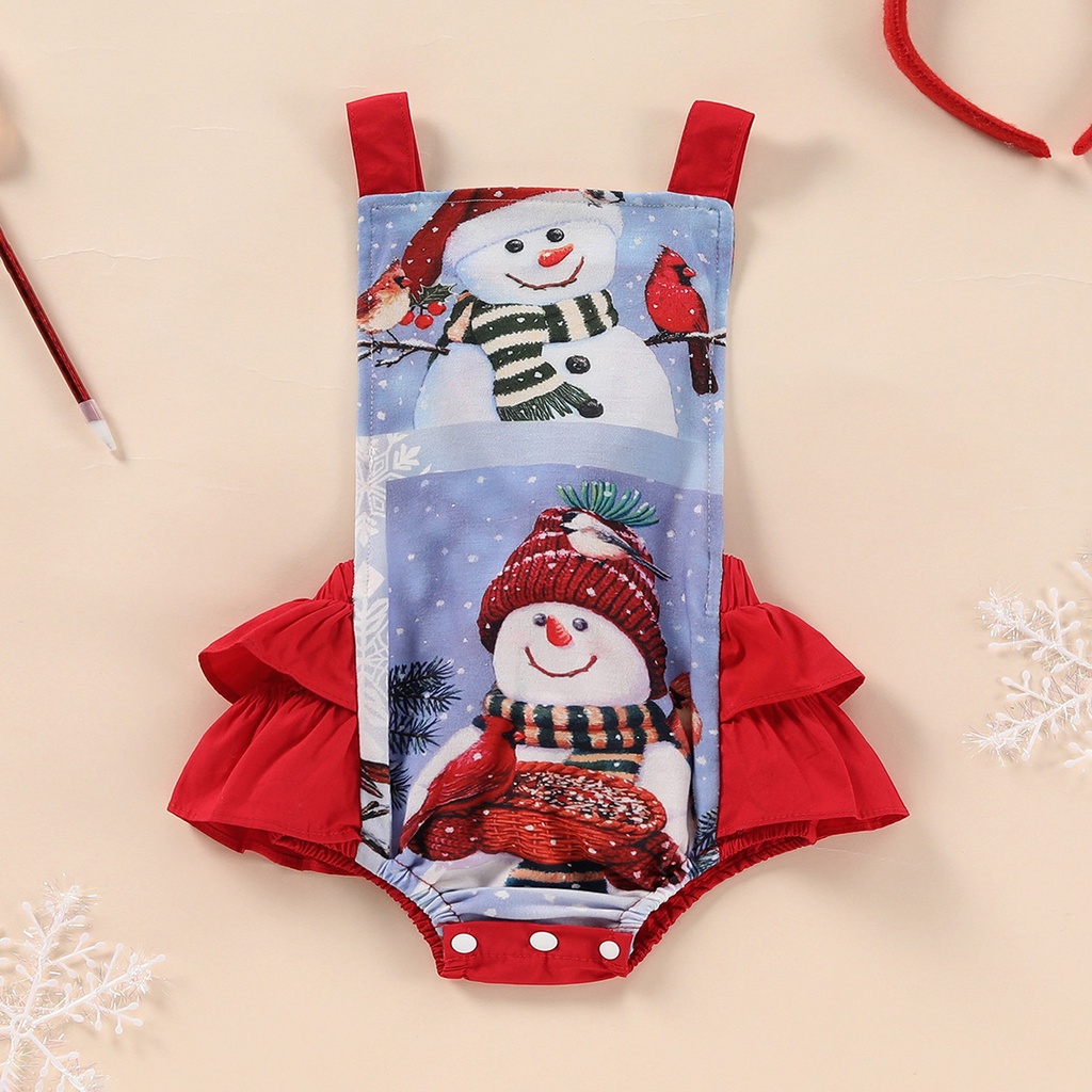 Bộ Áo Liền Quần Hở Lưng Phong Cách Giáng Sinh Dễ Thương Cho Bé Gái