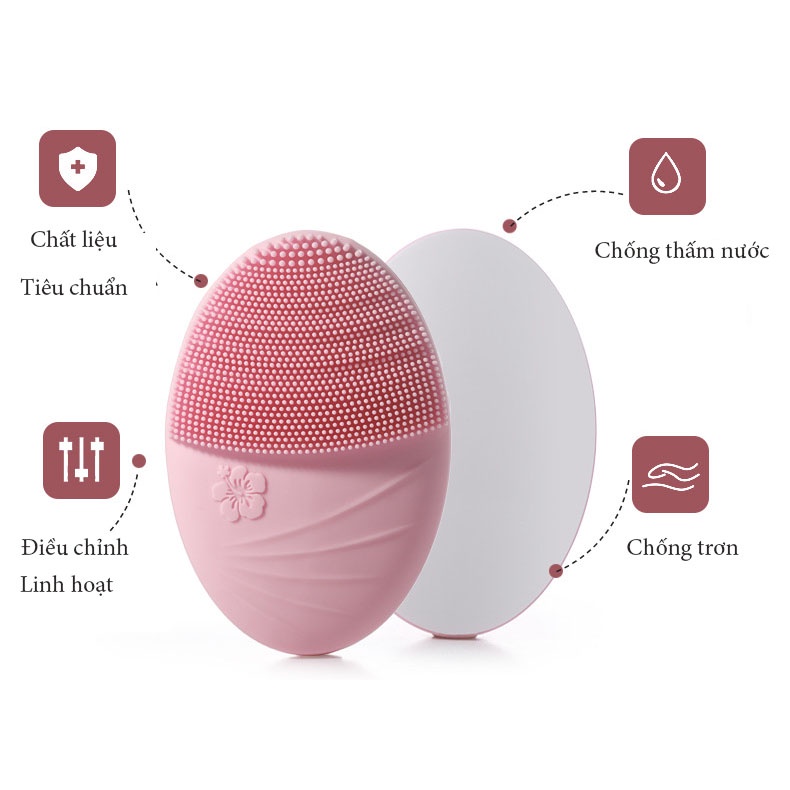 Máy rửa mặt PINKEGGS từ silicon hỗ trợ massage chống thấm nước