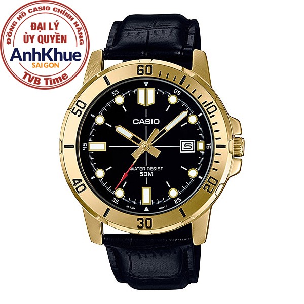 Đồng hồ nam dây da Casio Standard chính hãng Anh Khuê MTP-VD01GL-1EVUDF (45mm)