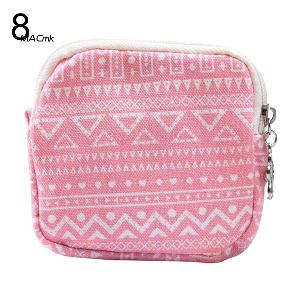 Ví đựng tiền mini bằng vải canvas in họa tiết xinh xắn dành cho nữ