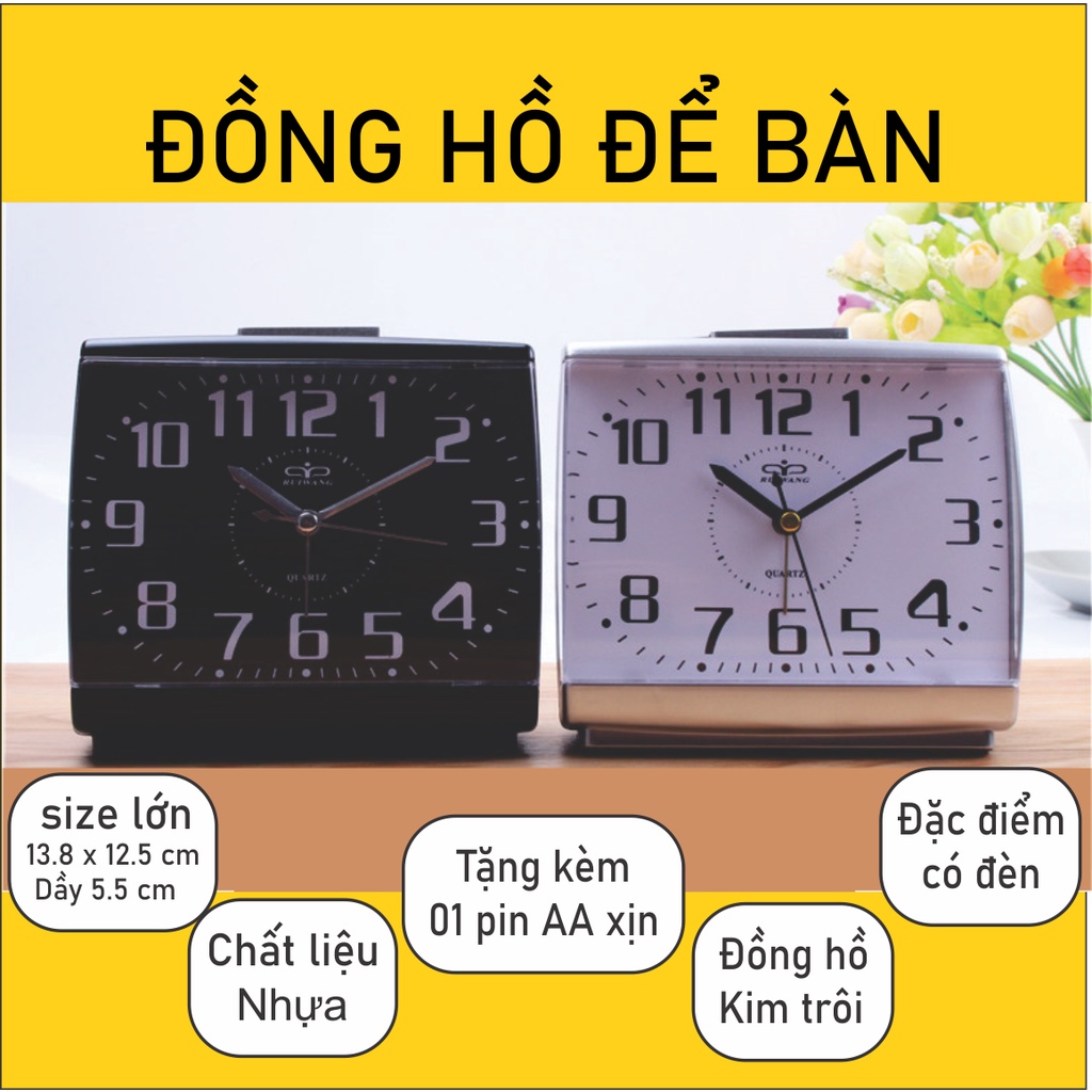 ĐỒNG HỒ nhựa để bàn size lớn - có báo thức, kích thước to