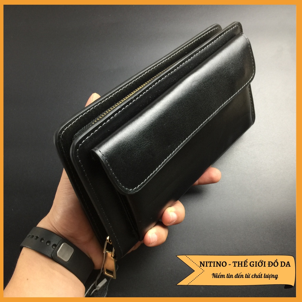 Clutch cầm tay da bò handmade, ví dài cầm tay cao cấp nam nữ có ngăn đựng điện thoại CL04