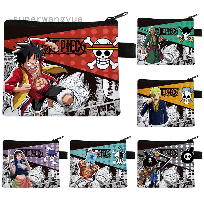 Ví Canvas Đựng Tiền Xu/Chìa Khóa In Hình Anime One Piece Có Khóa Kéo Nhỏ Gọn Tiện Dụng