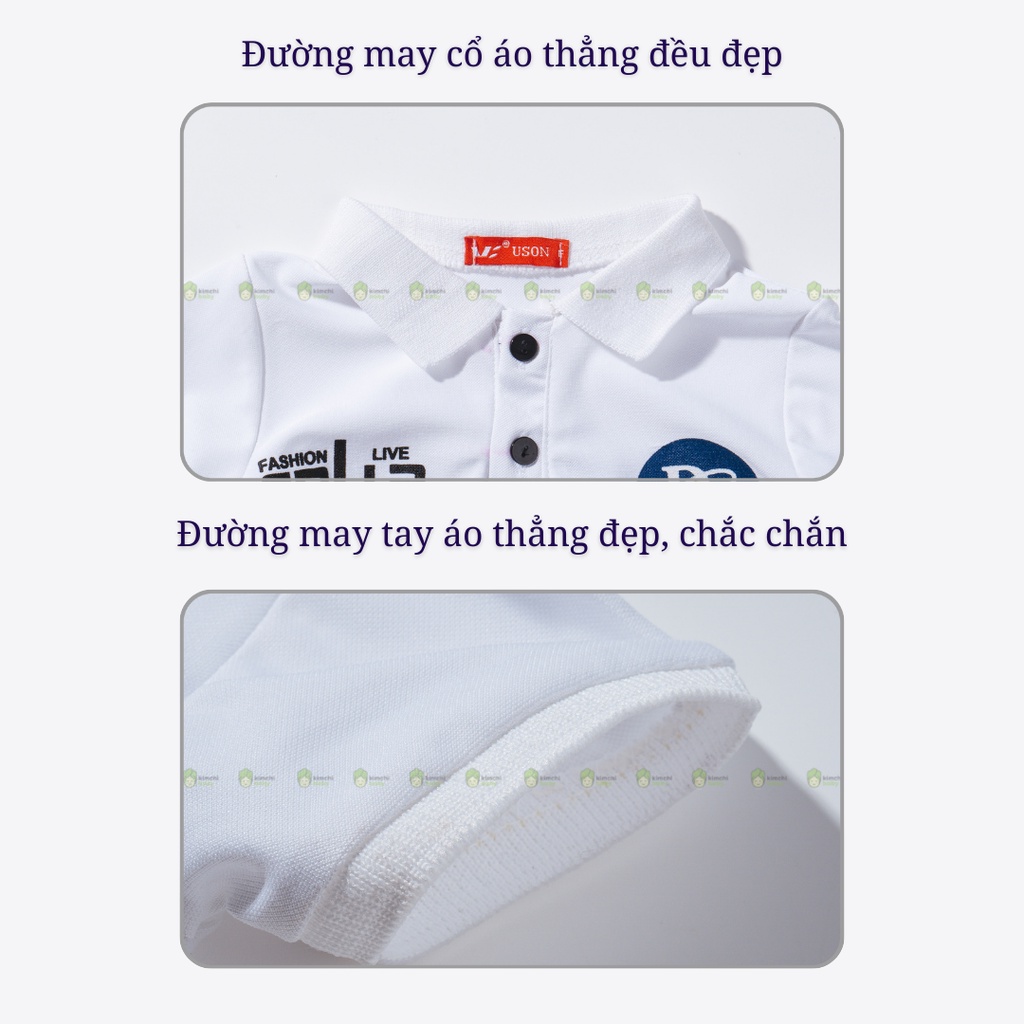 Bộ Quần Áo Cho Bé Trai YESTNE Áo Polo In Ngực Quần Jeans, Đồ Bộ Cho Bé Mặc Đi Học, Đi Chơi CK33