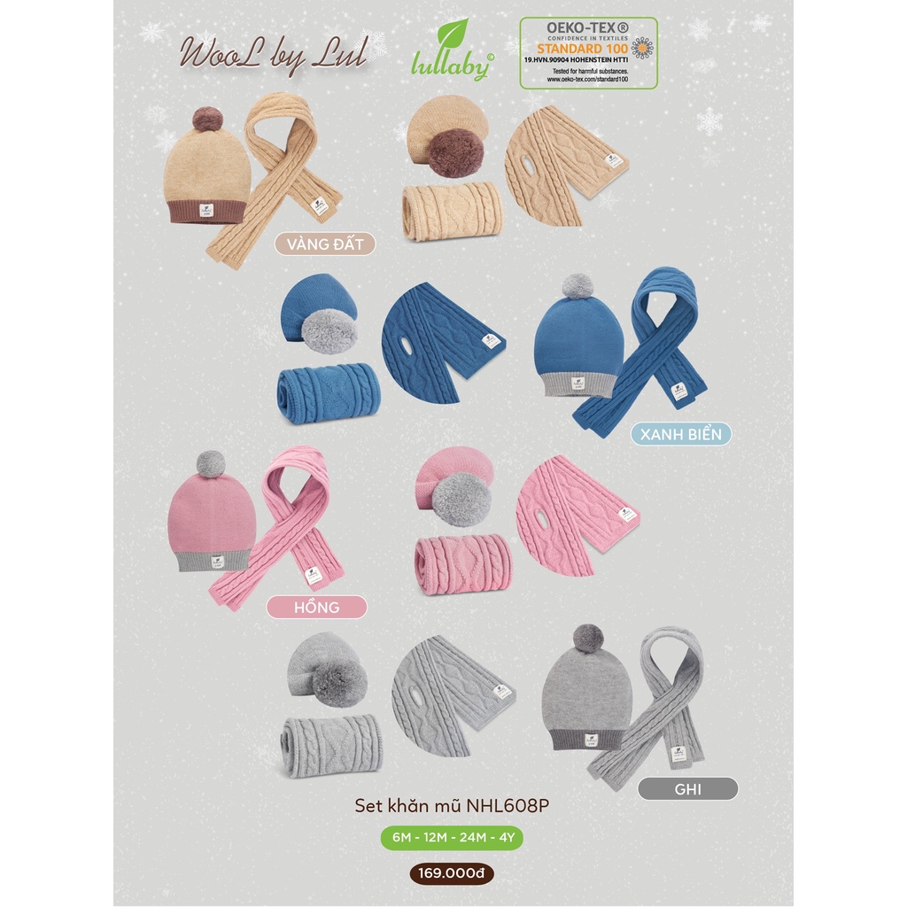 6M-4Y Set khăn mũ len Lullaby NHL608P