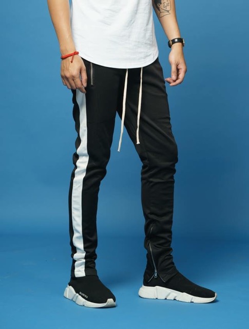 Quần KaKi Jeans khoá zip rách gối trơn