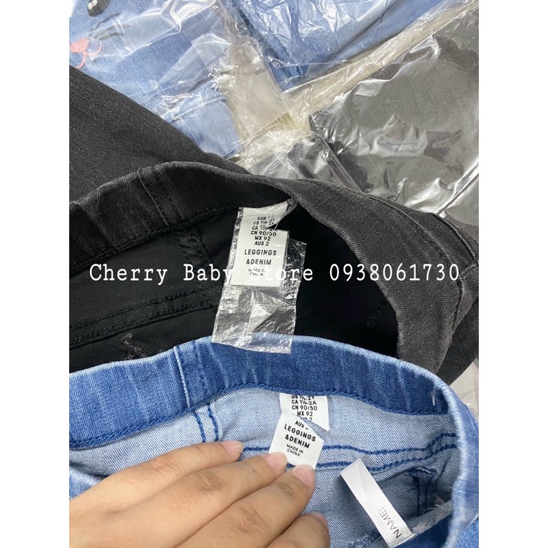 Quần Tregging Denim jean mèo 2 màu xanh + đen