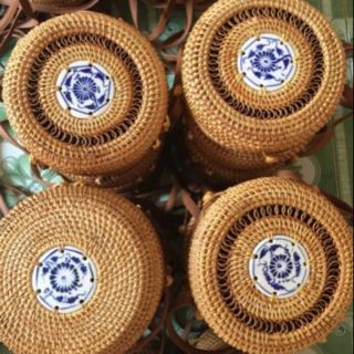 combo mây tre đan 18 mặt hoa