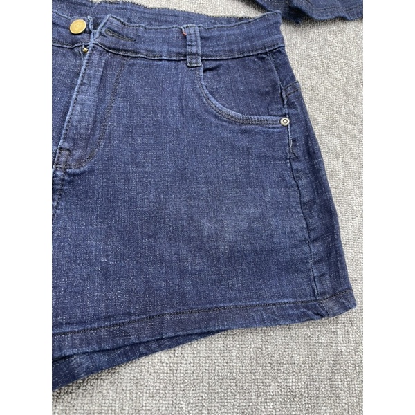 Quần short jeans nữ BigSize màu xanh đậm, co dãn mạnh, lưng cao MLJ
