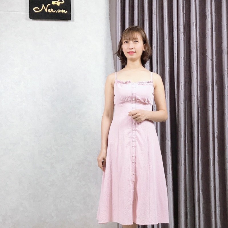Đầm hai dây dáng xòe đính ngọc đi chơi, đi tiệc, cao cấp 2021 tại xưởng may thời trang NER đủ size S,M,L, giá rẻ NER-N95