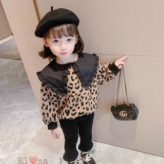 Set áo beo cổ đen kèm quần cho bé gái