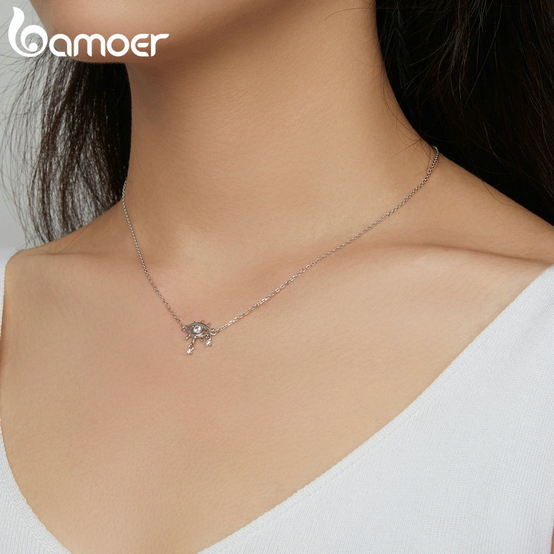 BAMOER Vòng cổ bạc 925 Mặt Hình Mắt Quỷ Thời Trang Cho Nữ