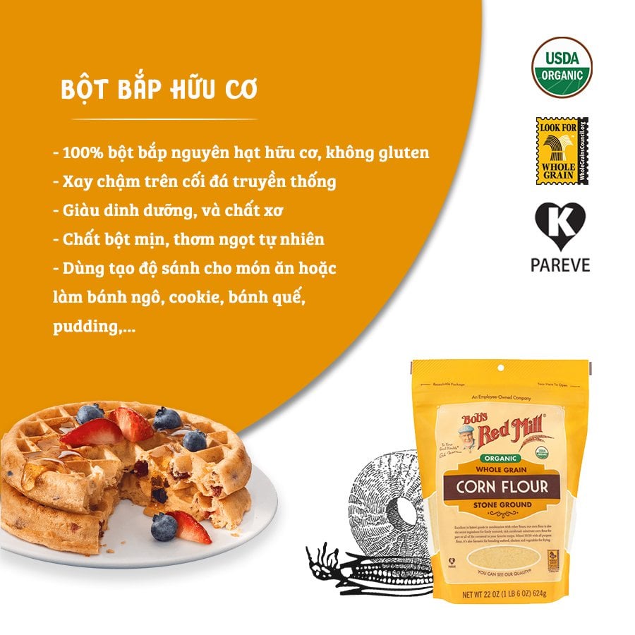 Bột Bắp Hữu Cơ Bob's Red Mill 624g - Mỹ