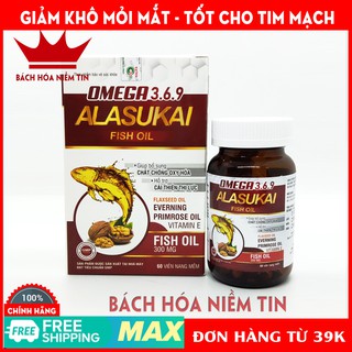 Viên dầu cá OMEGA 369 ALASUKAI FISH OIL - kết hợp dầu hạt lanh, dầu hoa anh thảo - giúp giảm khô mỏi mắt, khỏe tim