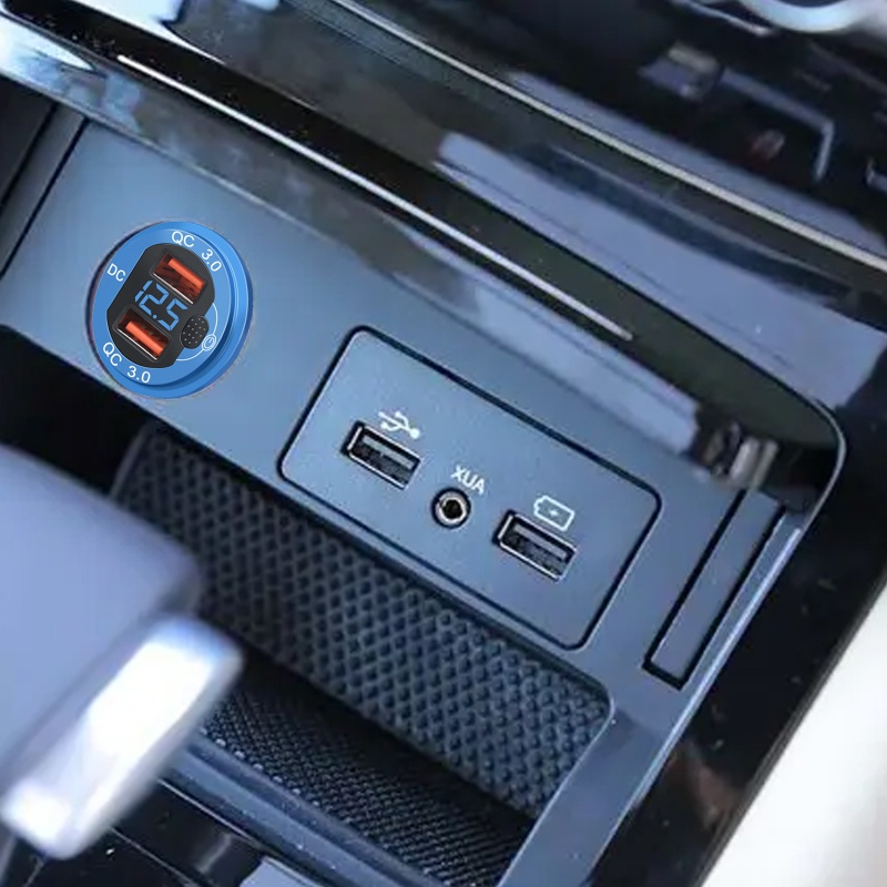 Tẩu Sạc Nhanh USB 3.0 12 / 24V Có Công Tắc Vôn Kế Cho Xe Hơi